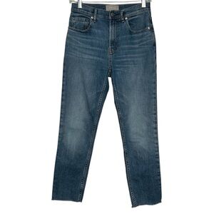 Everlane Medium Wash Cheeky Cropped Raw Edge Hem Jeans w/Stretch Sz 26”